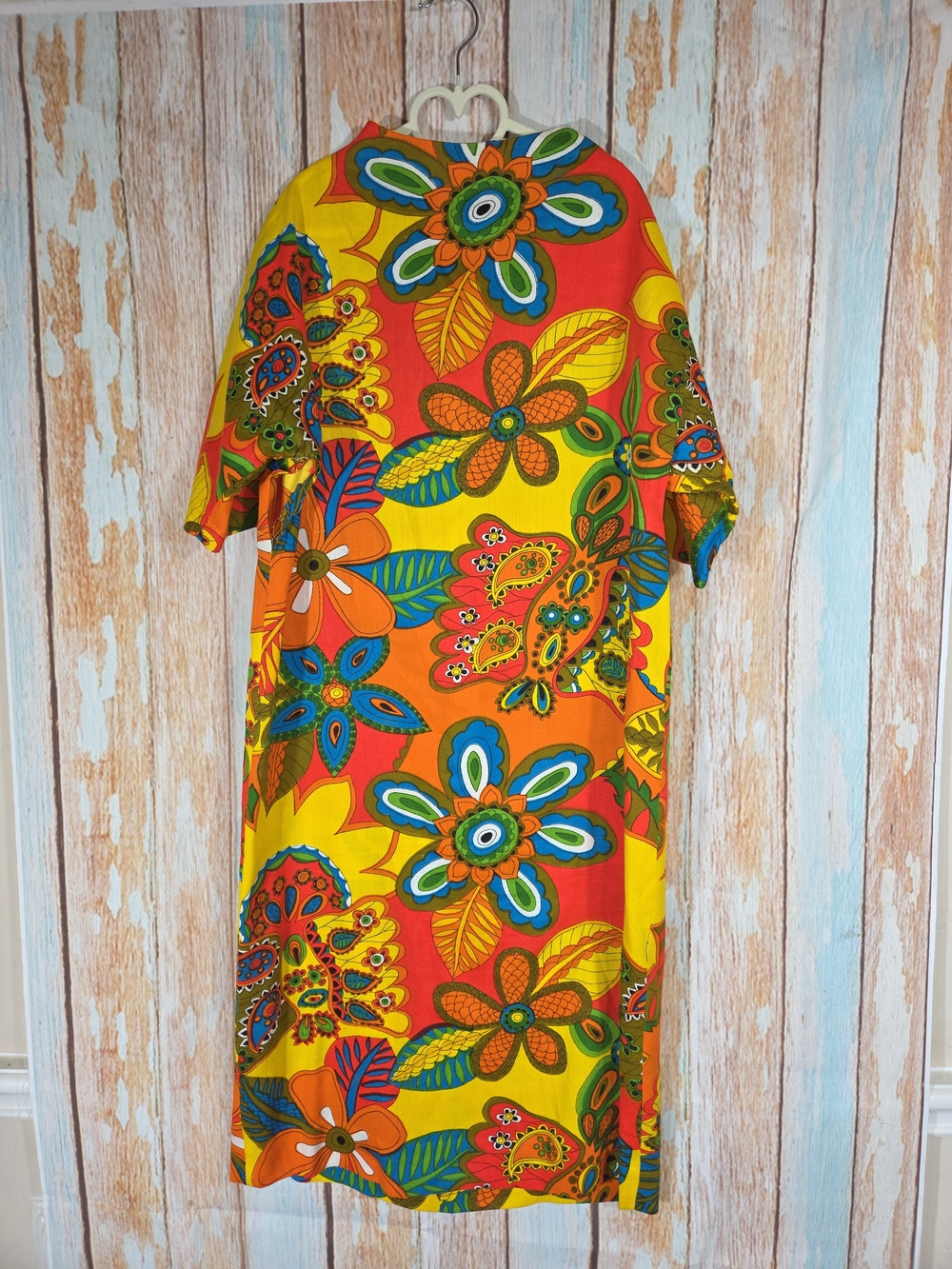 Vintage Colorful Floral Paisley Tunic Dress Shift Dress Boho Retro Mod 70s